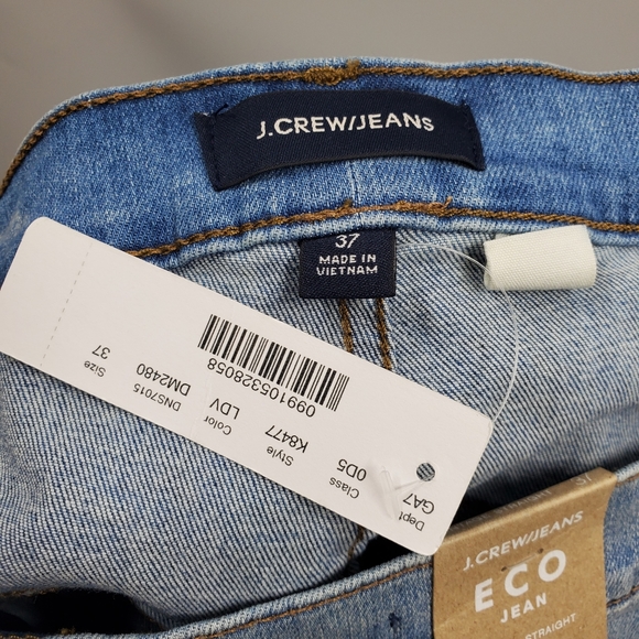 J Crew Eco Jeans Vintage Straight Raw Hem Distressed Blue Light High Waisted NEW - Picture 5 of 7